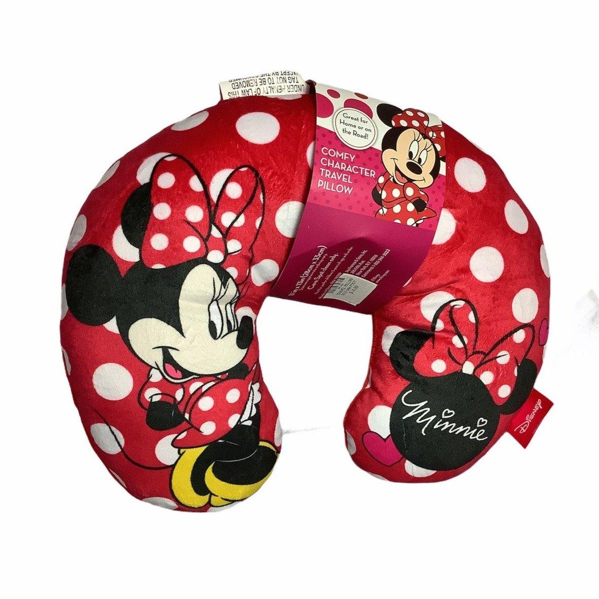 Disney Red Minnie Mouse Travel Pillow White Polka Dots