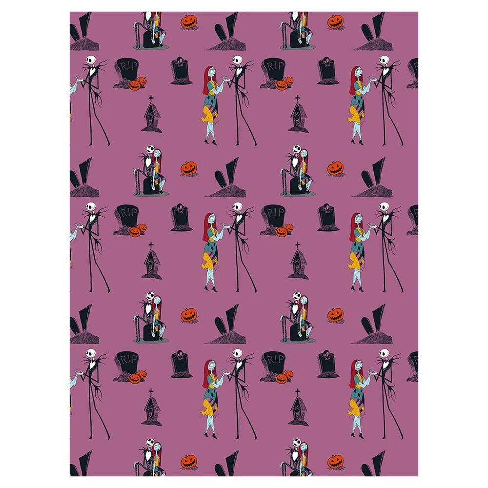 Disney The Nightmare Before Christmas Purple Silk Touch Rotary Throw Blanket 45" x 50" Featuring Jack and Sally