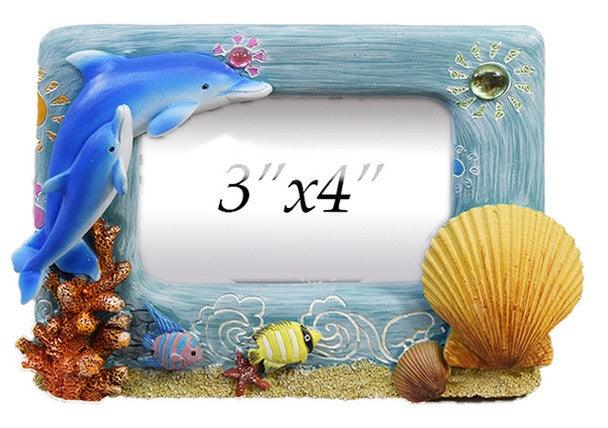 Dolphin Photo Frame with Seashell 4" X 6"