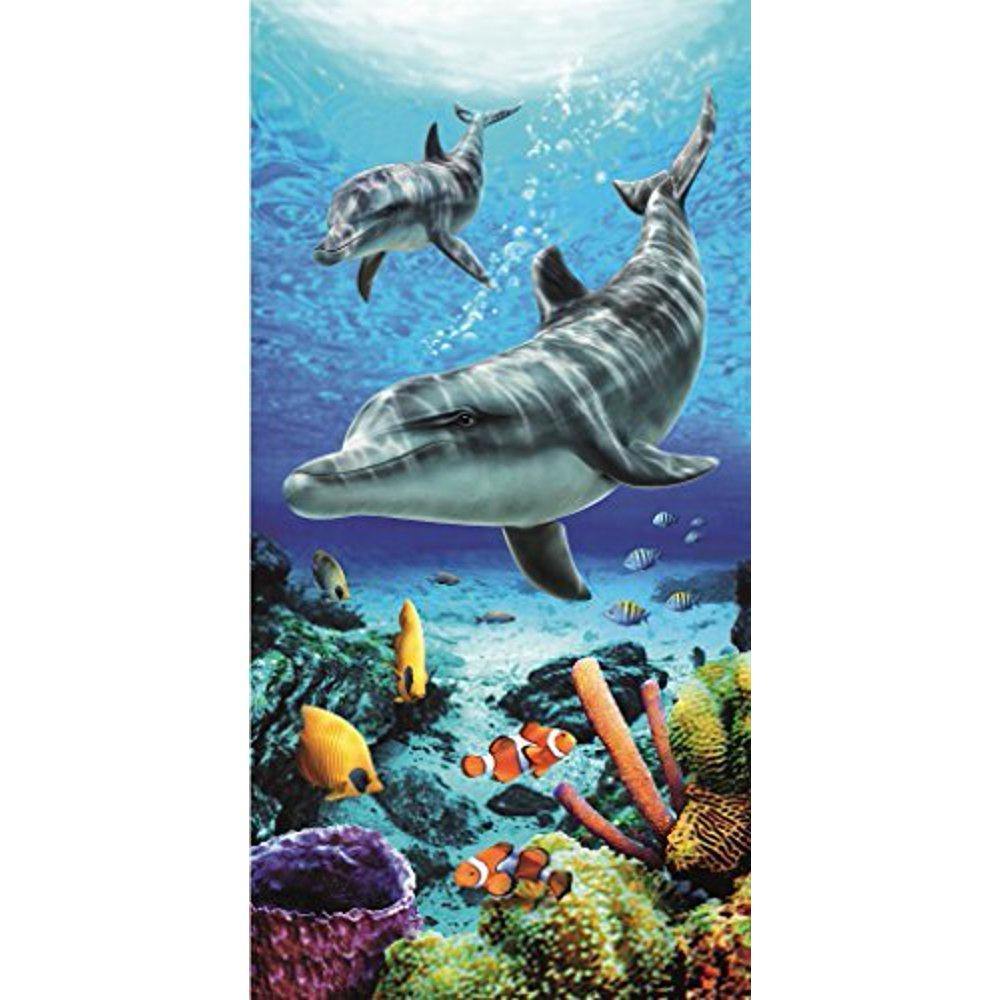 Dolphins Life Blue Beach Towel