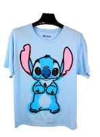 Disney Cute Stitch Pose Junior Boyfriend Light Blue Shirt