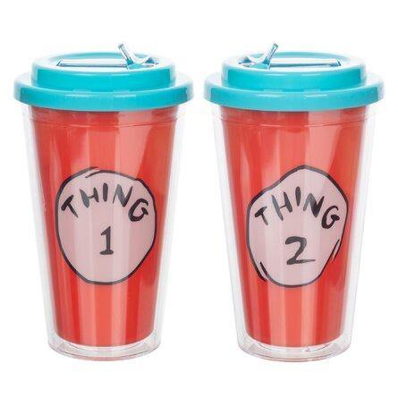 Dr. Seuss Thing 1 & Thing 2 16 oz. Flip Straw Cup- Single Cup