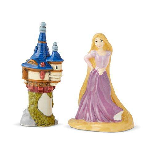 Enesco Disney Ceramics Tangled Rapunzel and Tower Salt and Pepper Shakers, 3.625 Inch, Multicolor
