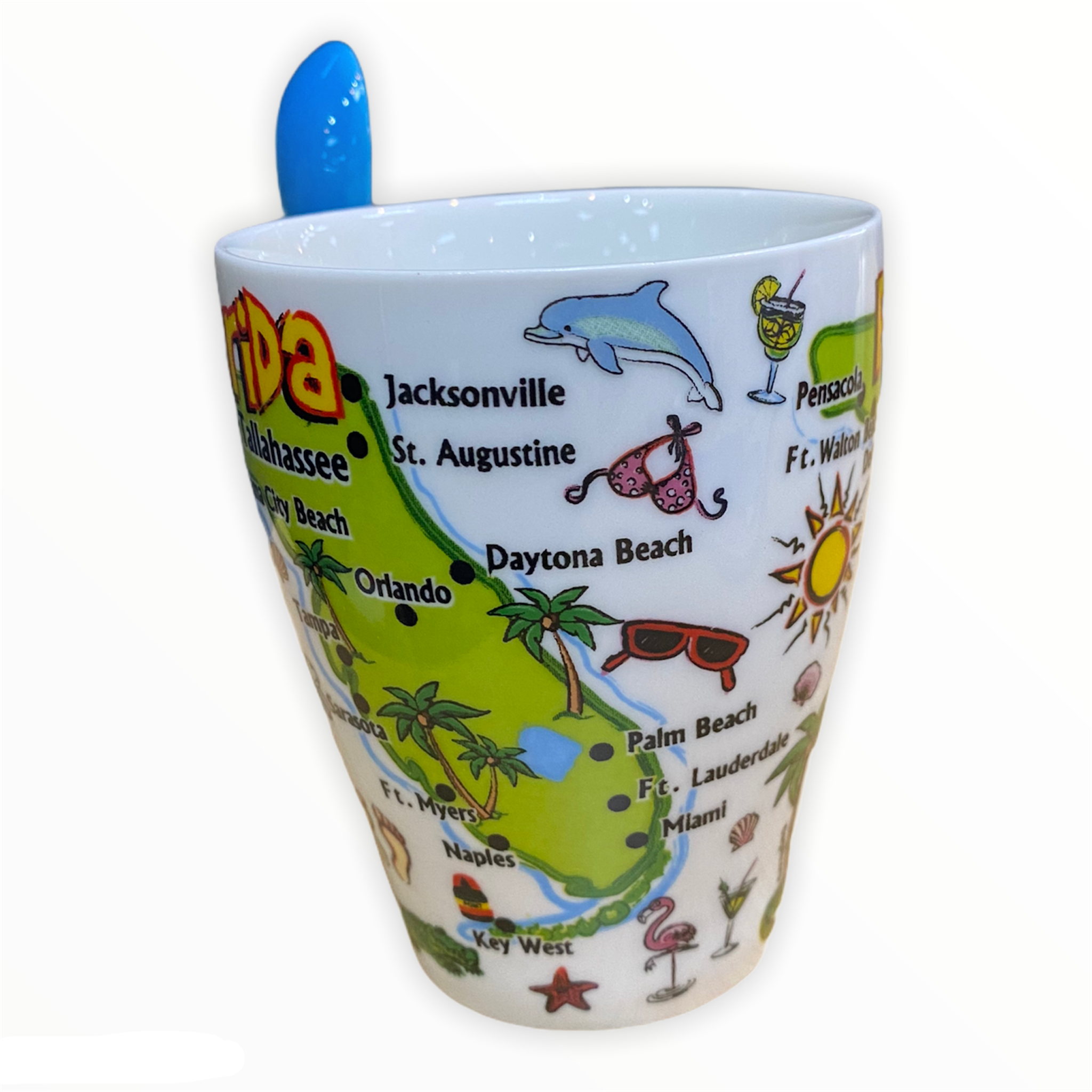 Florida Map 10oz Ceramic Mug with Spoon
