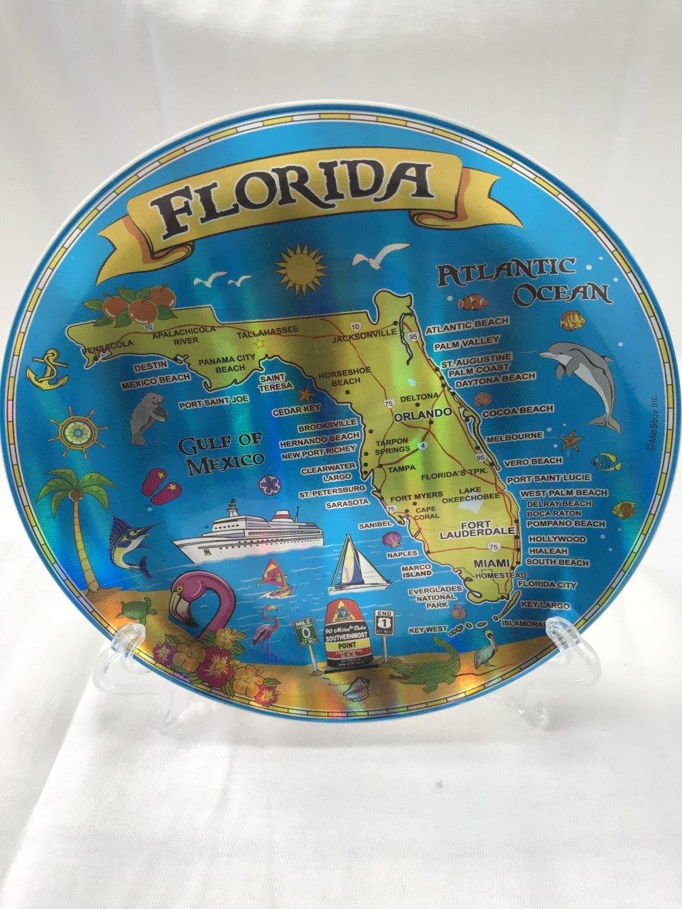 FLORIDA MAP METALLIC PLATE