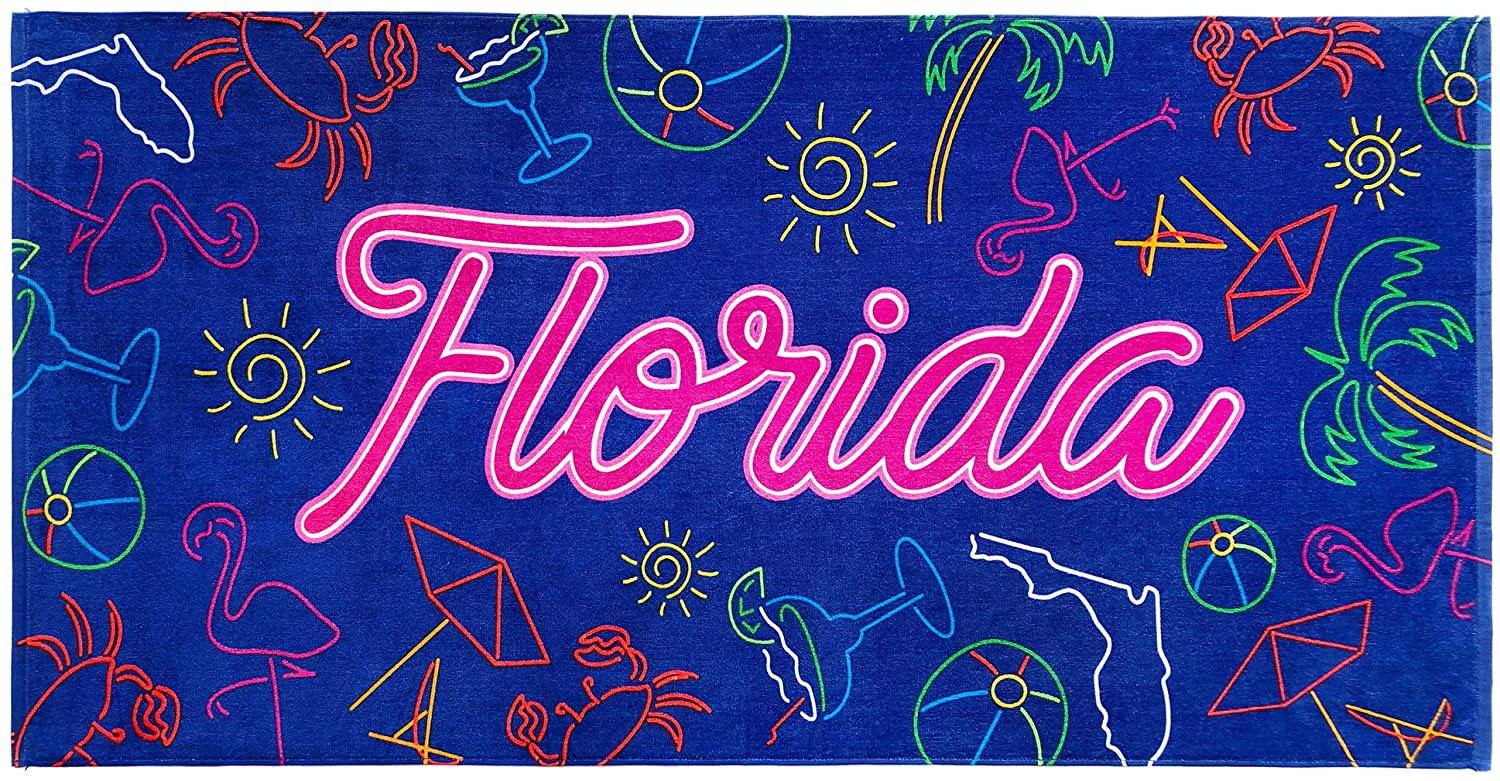 Florida Neon Beach Towel 30 x 60 inch 100% Cotton