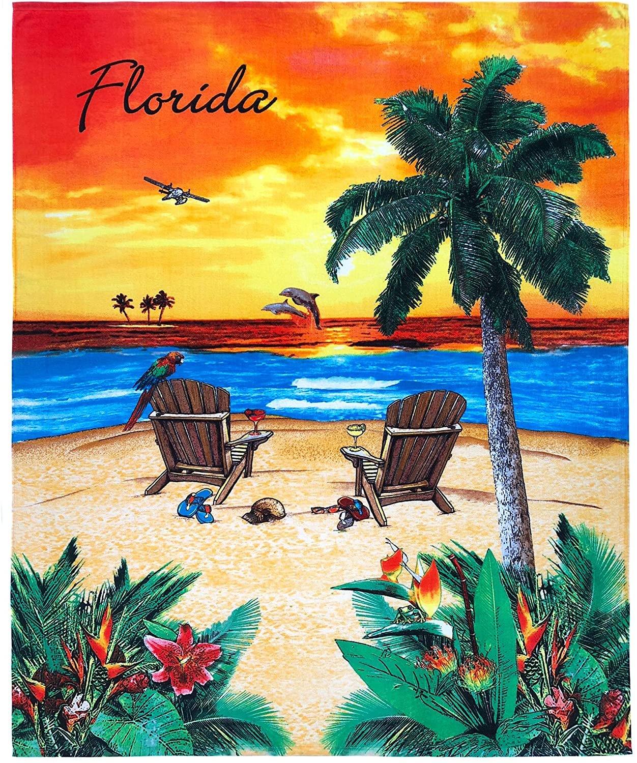 Florida Sunset Island Jumbo Beach Towel 54 x 68 inch 100% Cotton