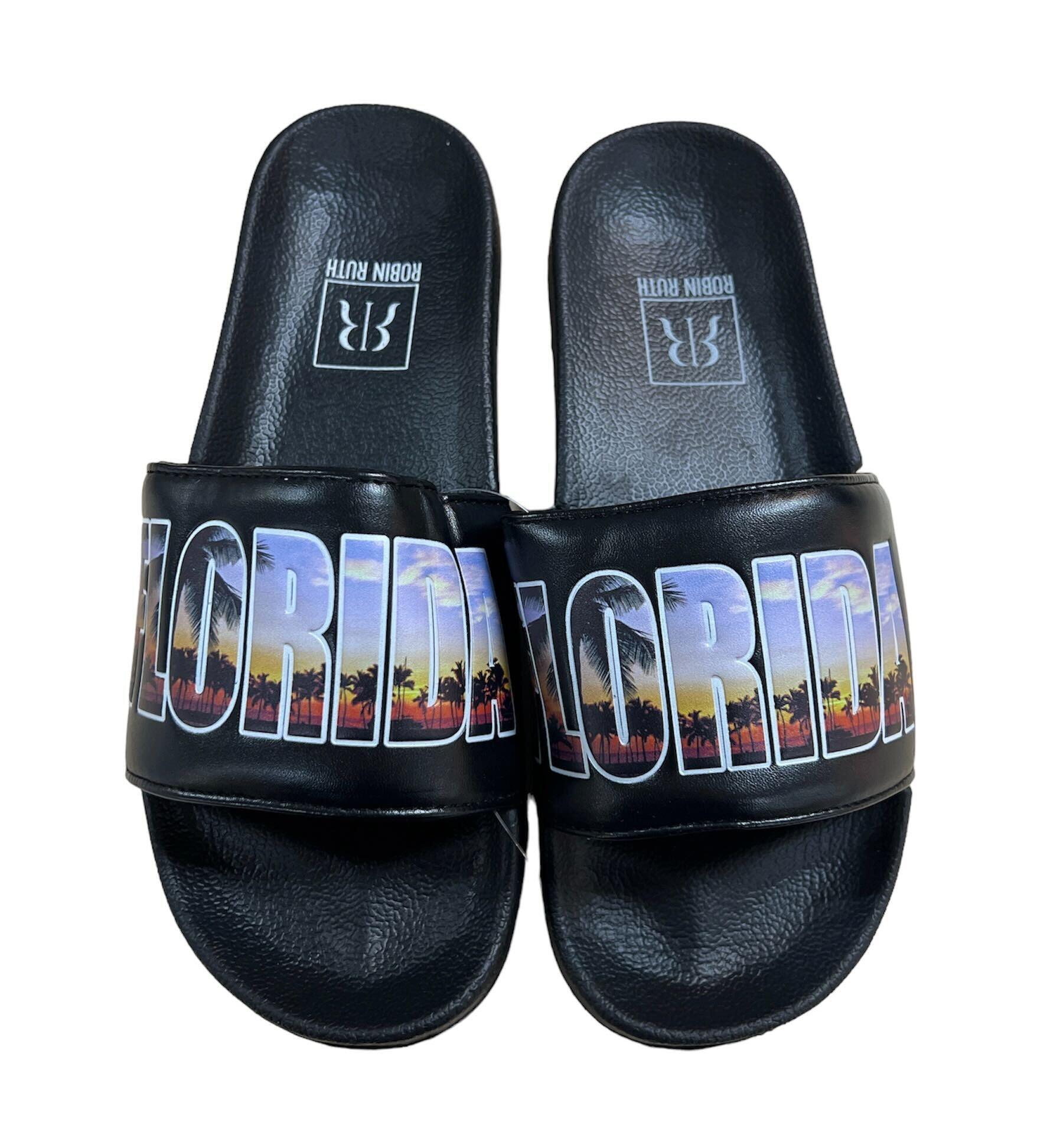 Florida Sunset Womens Slides: Black