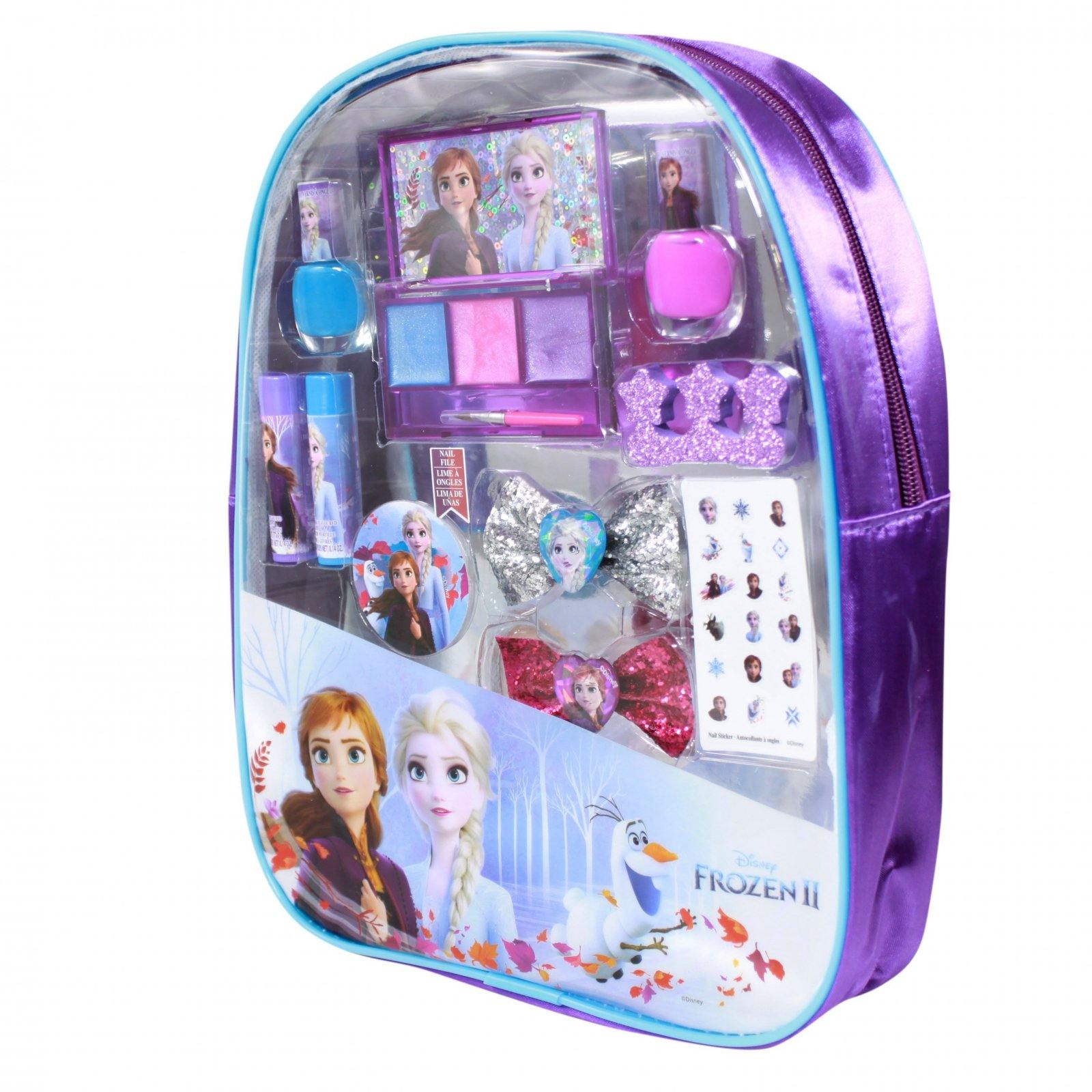 Frozen 2 Cosmetics in PVC Backpack ( Lip Gloss, Balms, Nail Polishes & More )