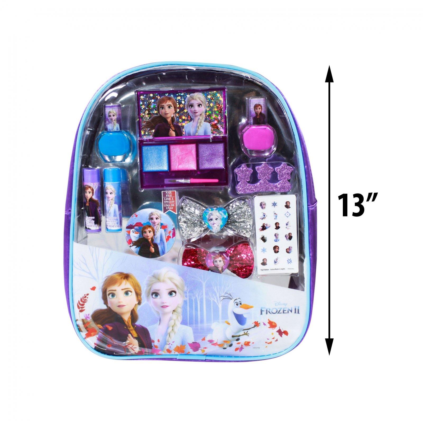 Frozen 2 Cosmetics in PVC Backpack ( Lip Gloss, Balms, Nail Polishes & More )