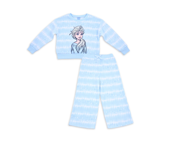 Disney Frozen Toddler Girl Wide Leg Pant and Crew Neck Sweatshirt, 2 Piece Outfit Set