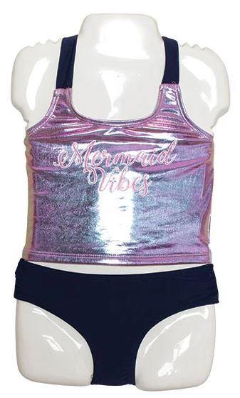 Girl's Criss-Cross Back Printed Tankini Swimsuit