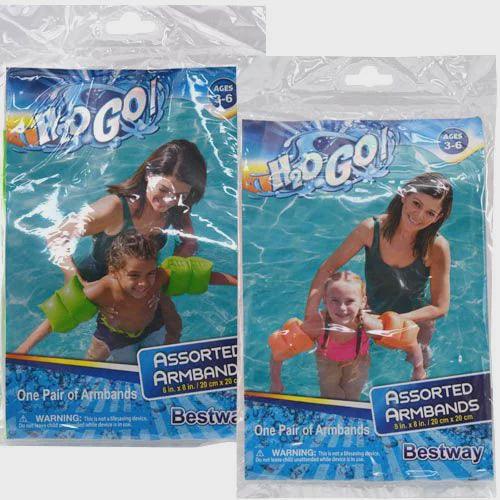 H20GO 8" x 8" Assorted Armbands in polybag with insert card