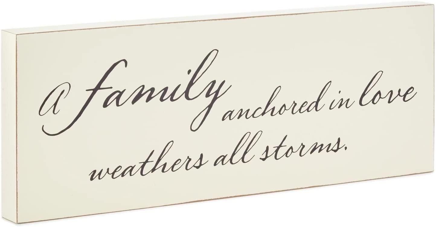 Hallmark Family Weathers Storms Wood Quote Sign, 16x6 Plaques & Signs Family