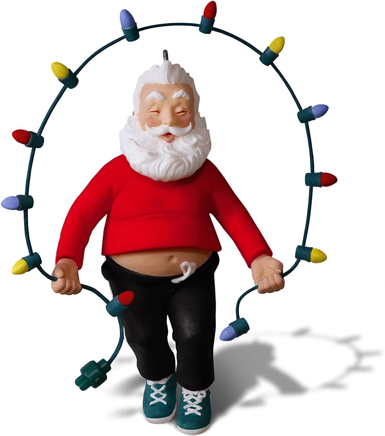 Hallmark Keepsake Christmas Ornament 2018 Year Dated Santa Jump Rope, Fitness, Jolly Ol Jumper New In Box