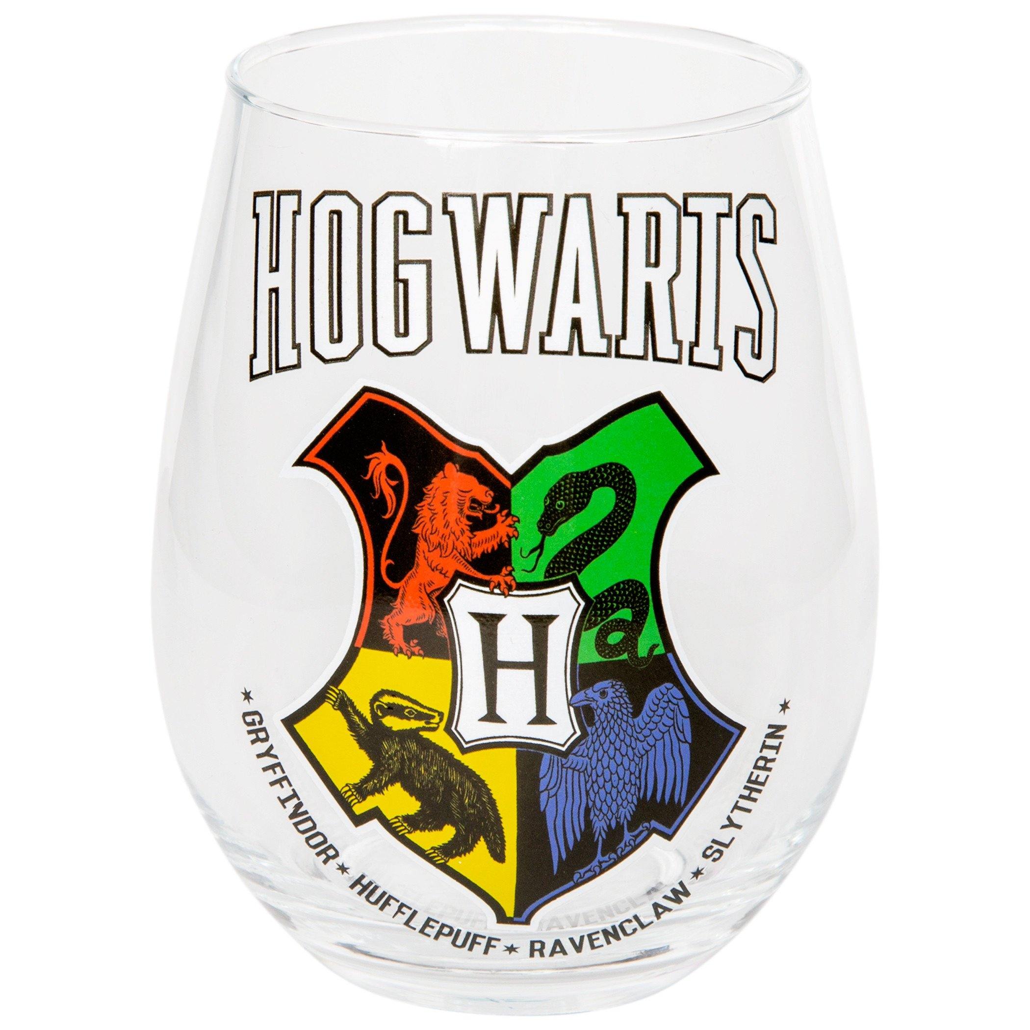 Harry Potter Hogwarts Crest 4 Color Varsity 20 oz Stemless Glass Boxed