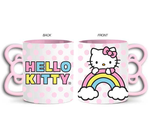 Hello Kitty Rainbow Dots Shaped Handle Ceramic Mug