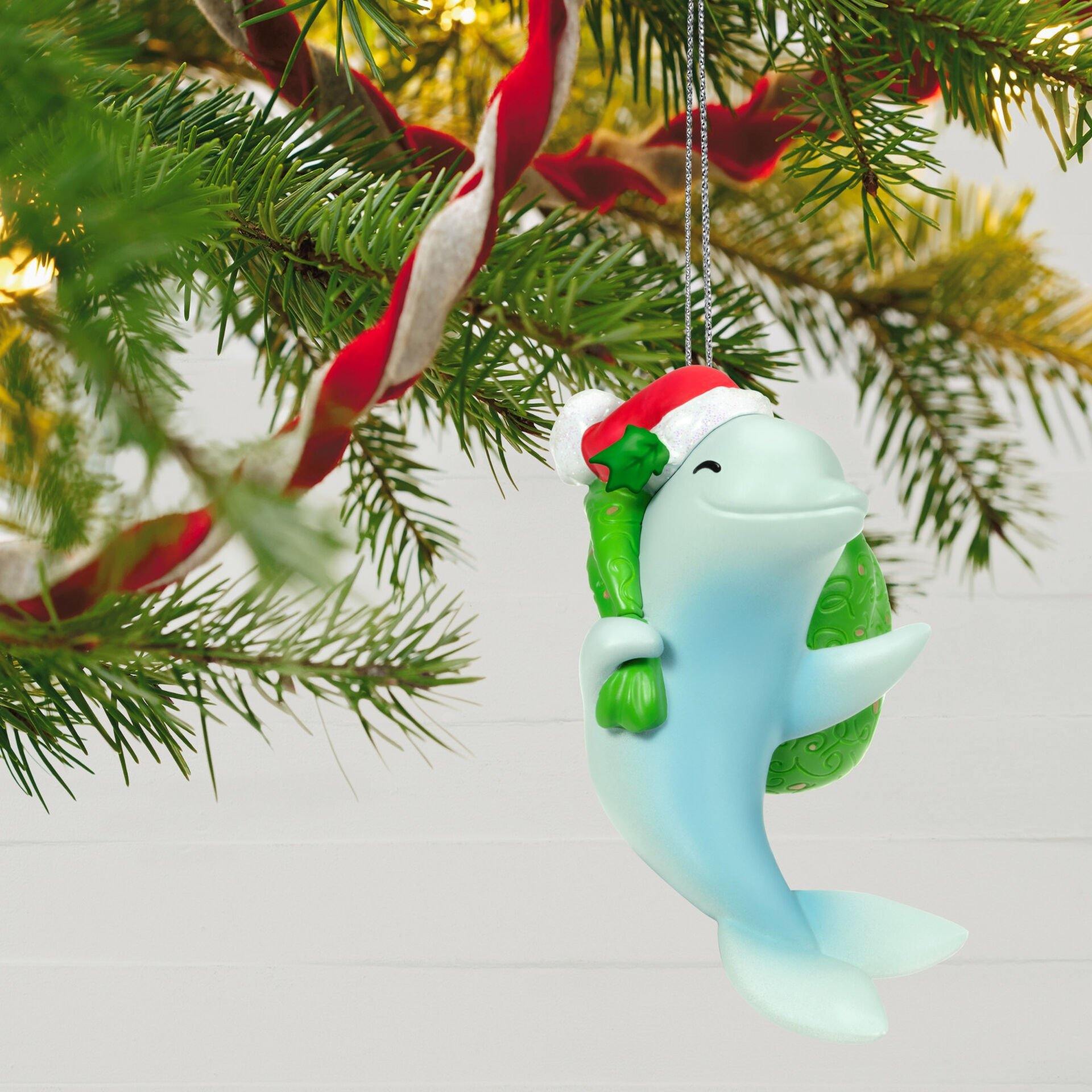 Here Comes Dolphin Claus Musical Ornament