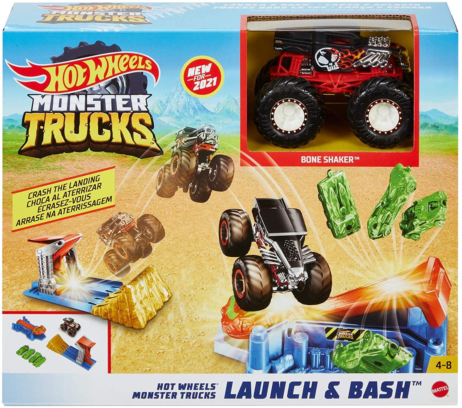 Hot Wheels Monster Trucks Launch and Bash Playset