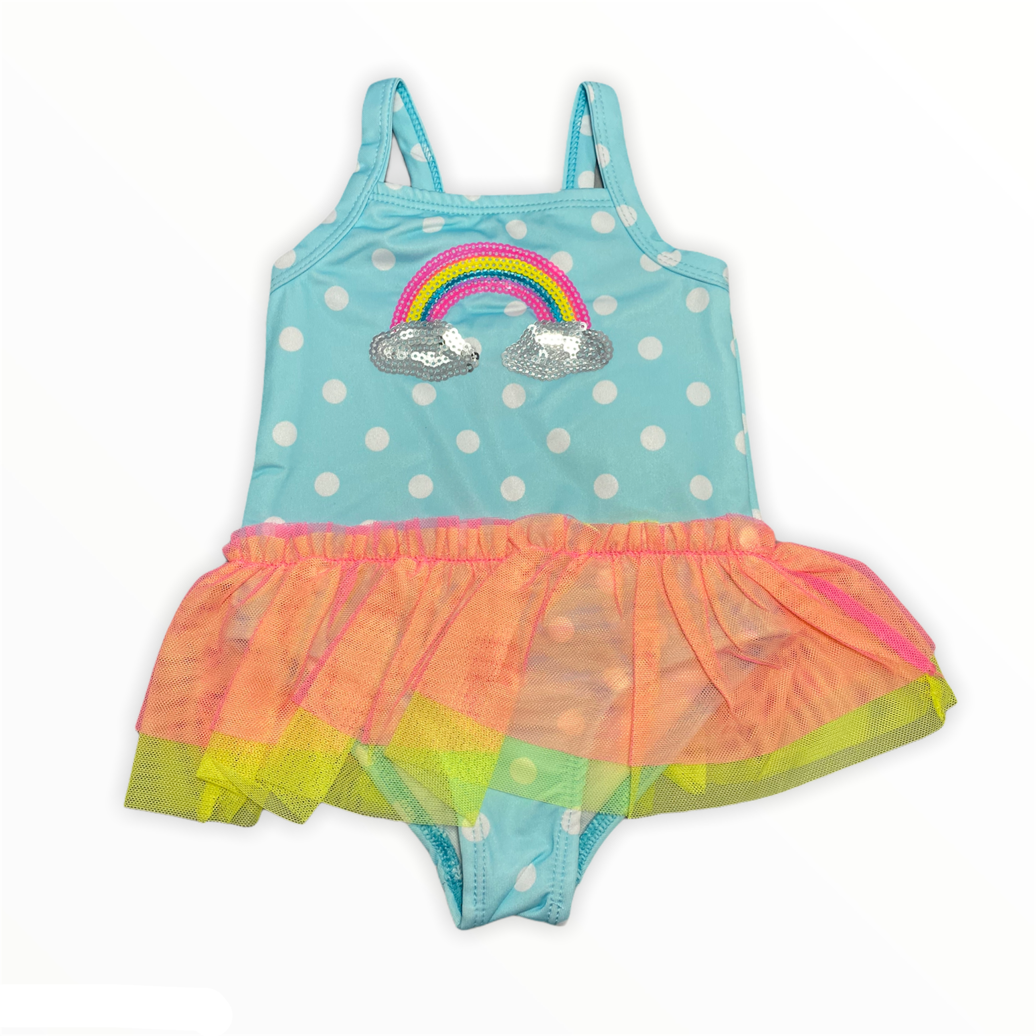 Infant Girls 1 Piece Swimsuits with Built-In Tutu Rainbow