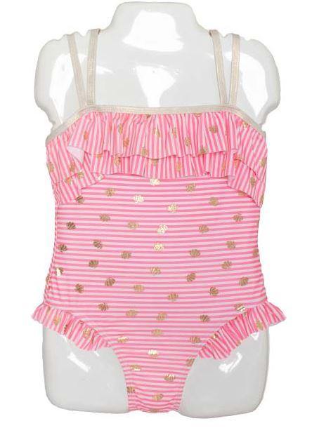 Infant Girls Fashion 1 Piece Swimsuits w/ shells Pink