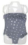 Infant Girls Fashion One Piece Swimsuit, Navy with Shells