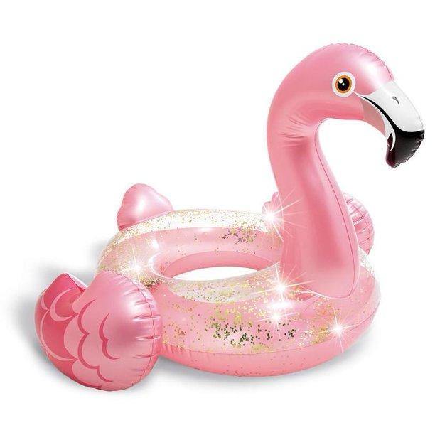 Intex Vinyl Glitter Flamingo Tube Swimming Pool Float Pink 39"