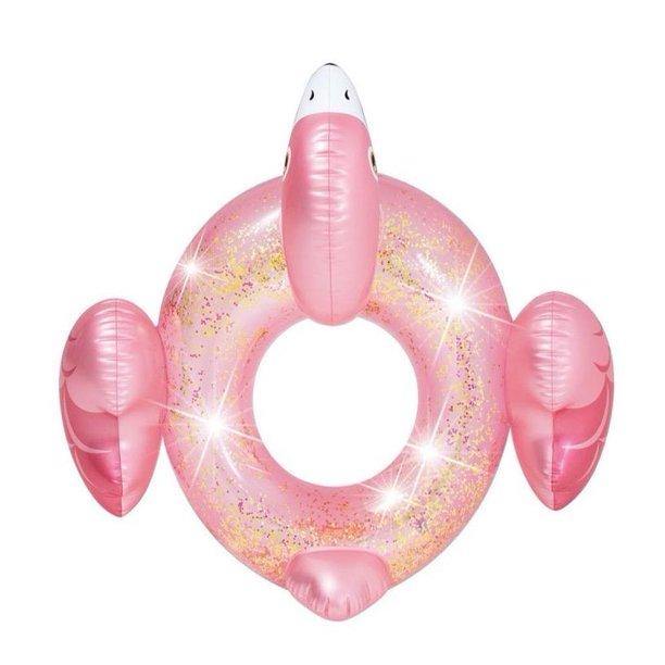Intex Vinyl Glitter Flamingo Tube Swimming Pool Float Pink 39"