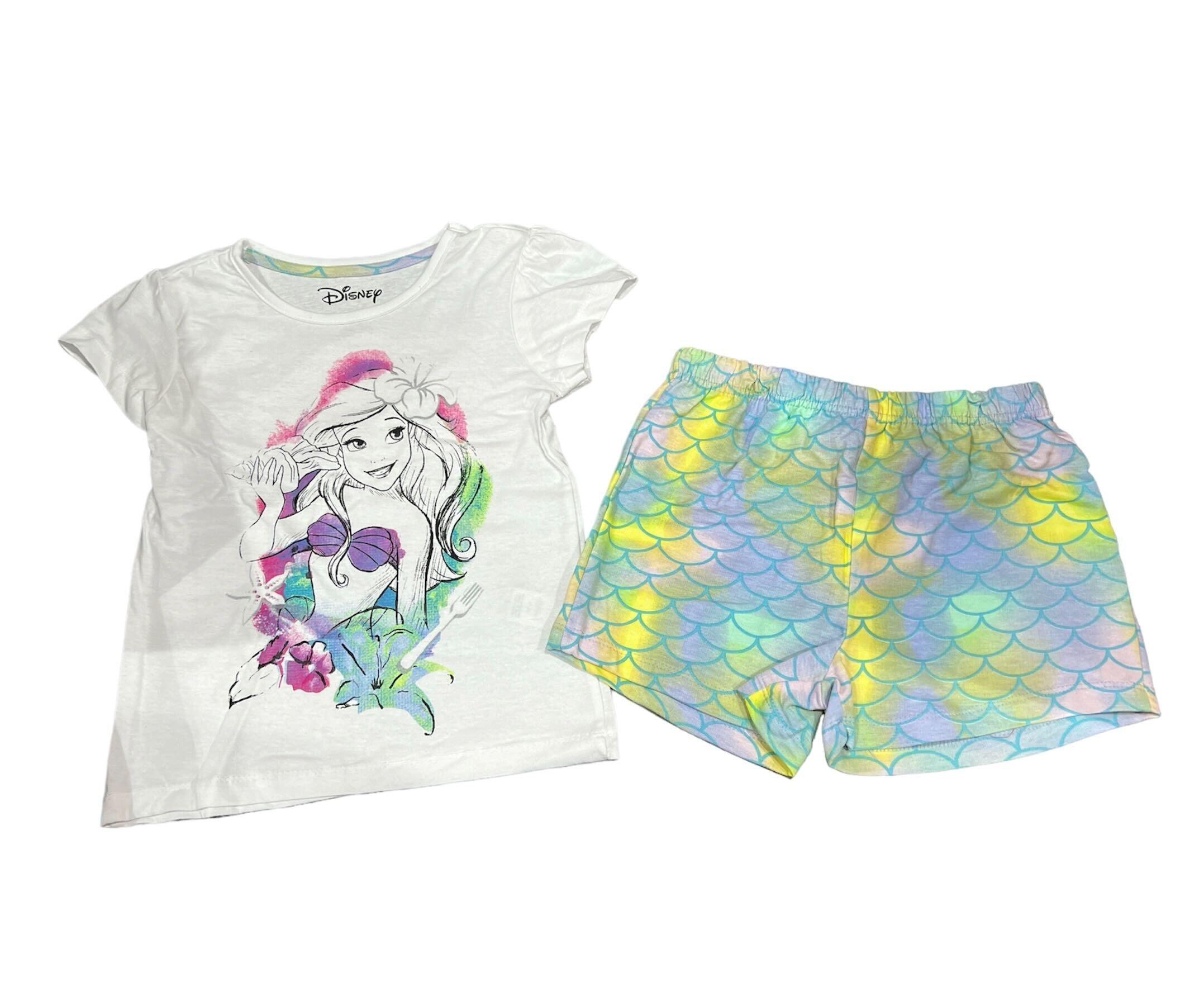 Kids The Little Mermaid Ariel White Shirt and Shorts 2Pc Set