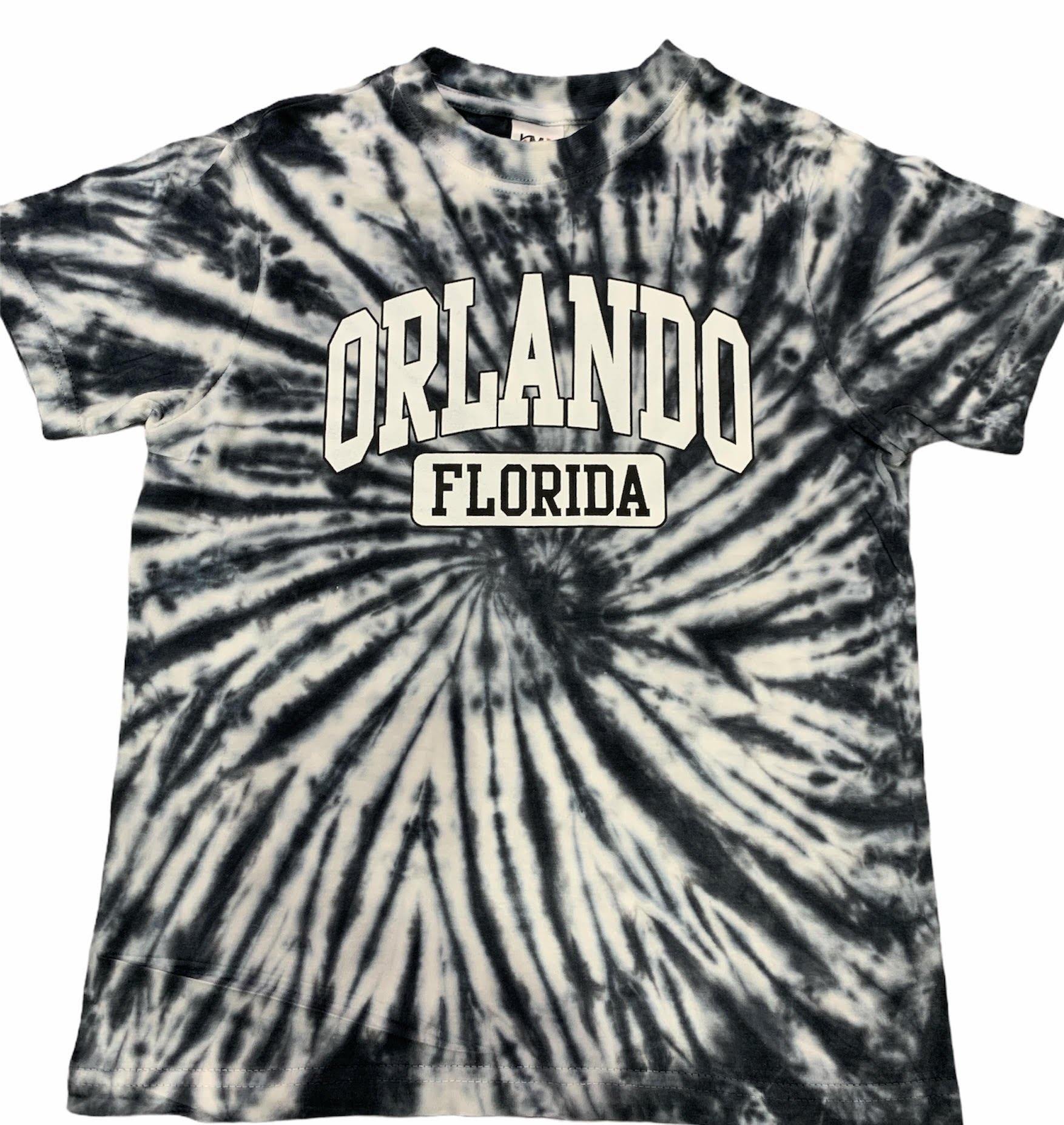 Kids Tie Dye Black Spider T-shirt Orlando Curve White/Black
