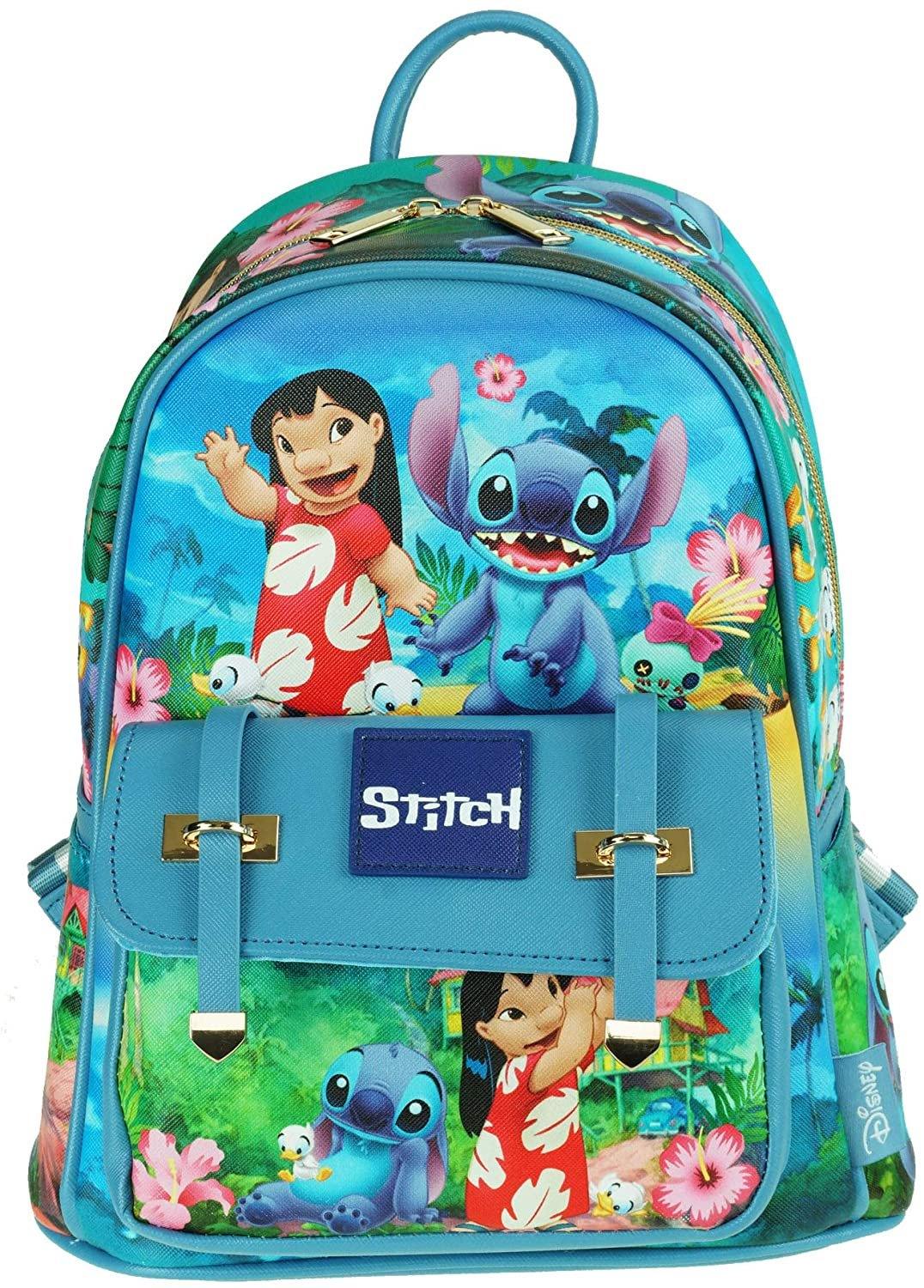 Lilo & Stitch 11" Vegan Leather Mini Backpack Large print