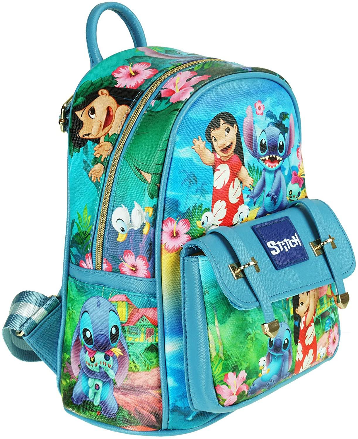 Lilo & Stitch 11" Vegan Leather Mini Backpack Large print