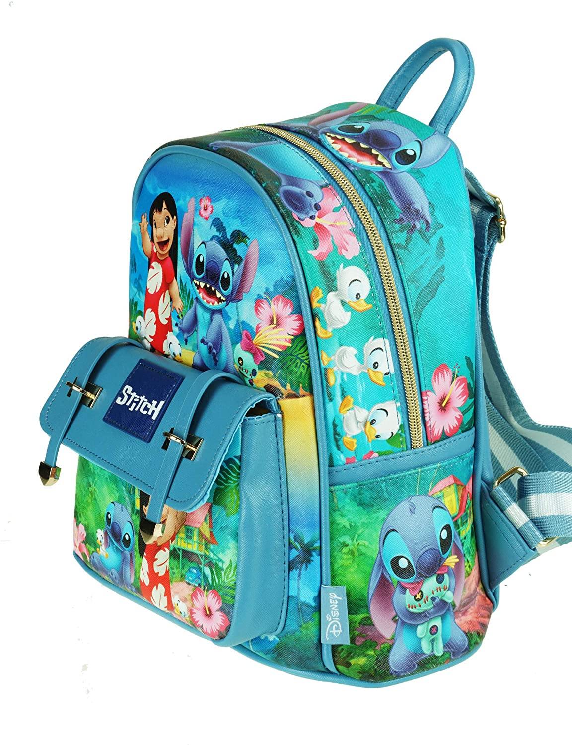 Lilo & Stitch 11" Vegan Leather Mini Backpack Large print
