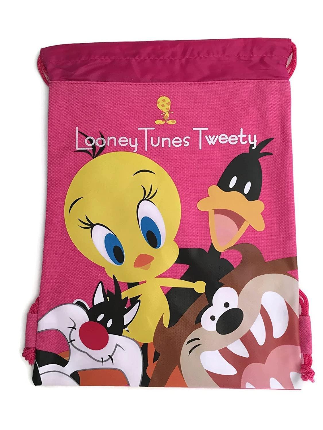 Looney Tunes Tweety Pink Drawstring Backpack