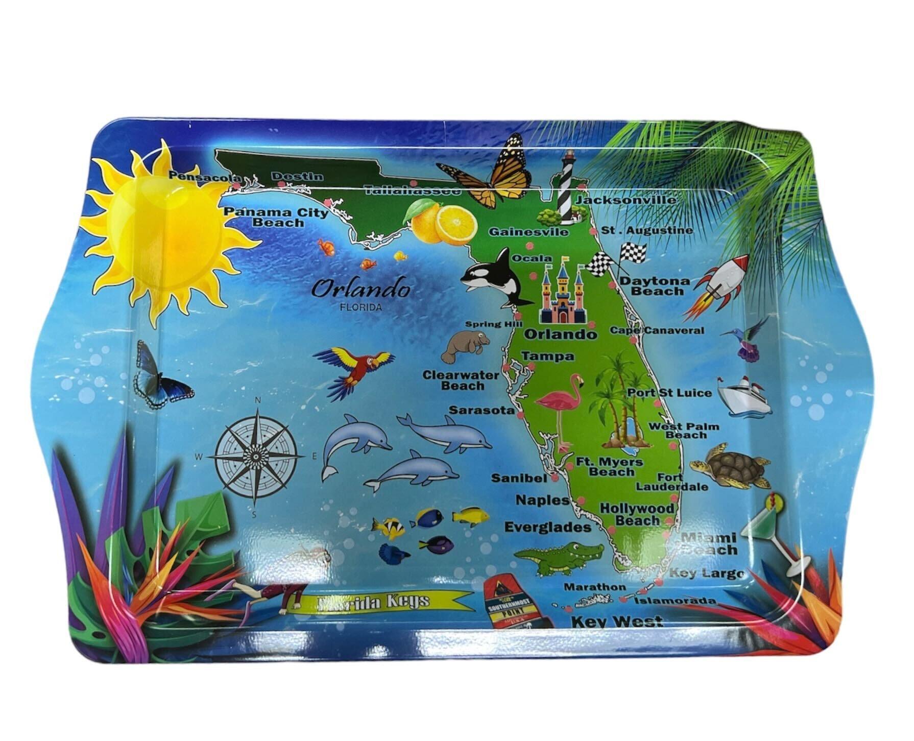 Map of Florida Metal Tray