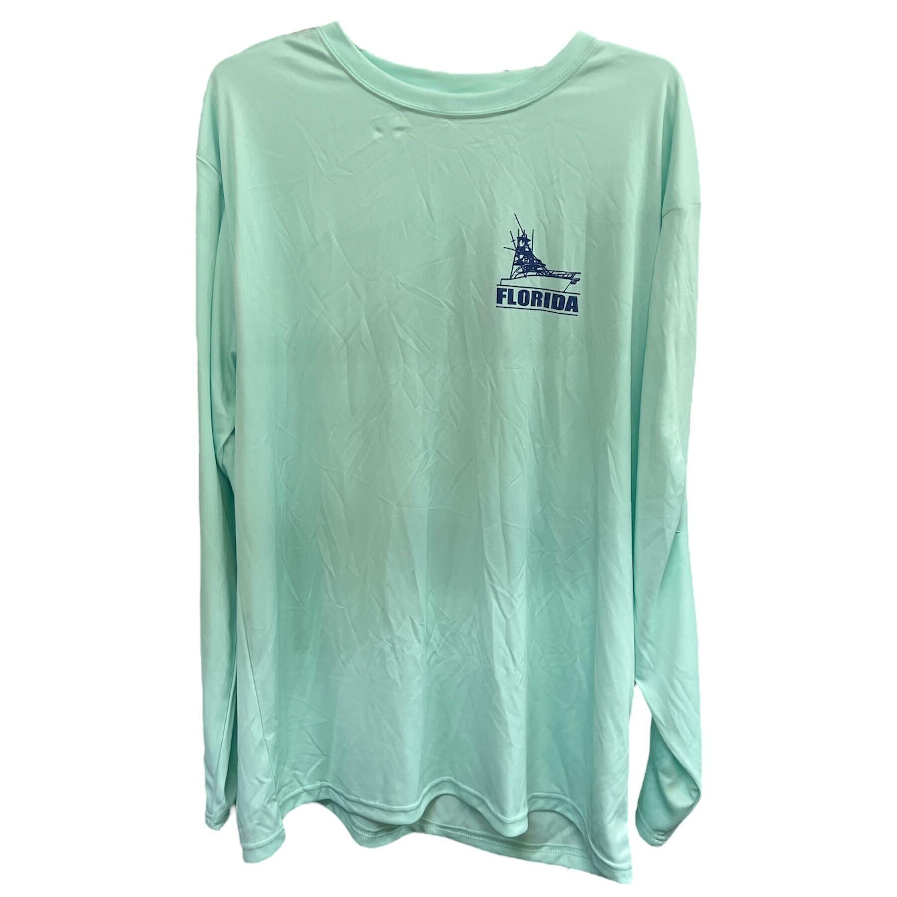 Men's Florida Fishes Light Green Long Sleeve Microfiber Shirt