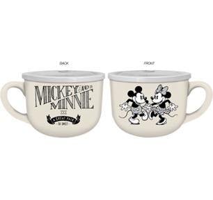 Mickey & Minnie Ceramic Soup Mug W/Lid