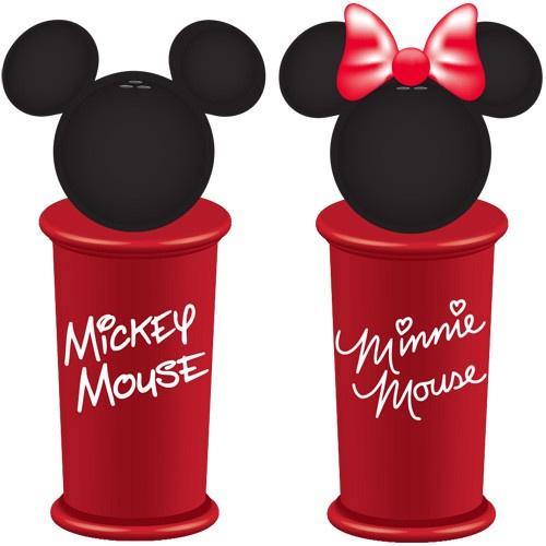 Mickey Minnie Name Salt & Pepper Shakers, Red Black