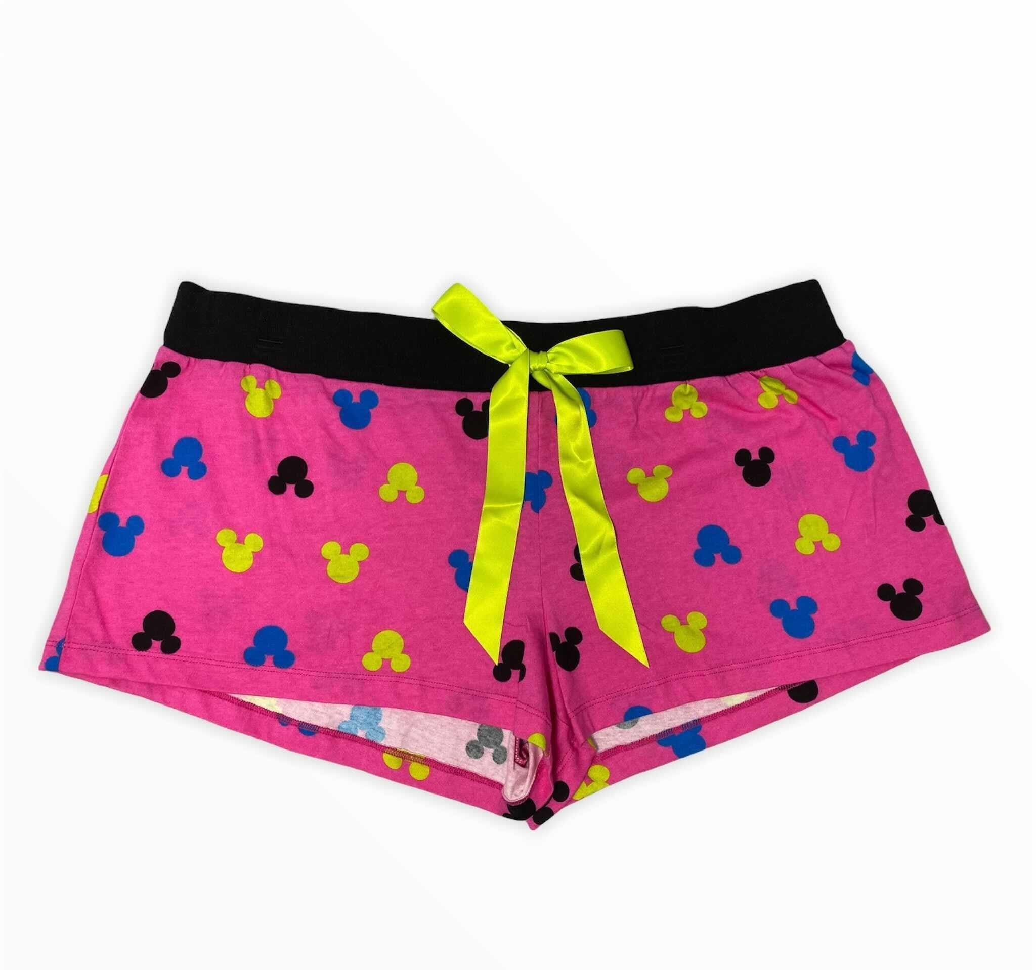 Mickey Pajama Shorts Hot Pink with Colorful Mickey
