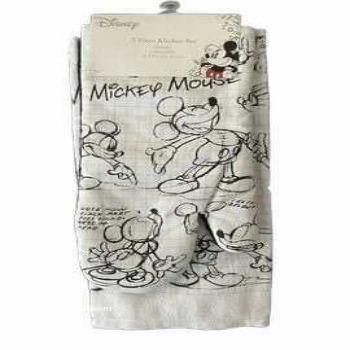 Mickey Sketchbook Set of 3- 1 oven mitt/ 2 Kitchen Towels