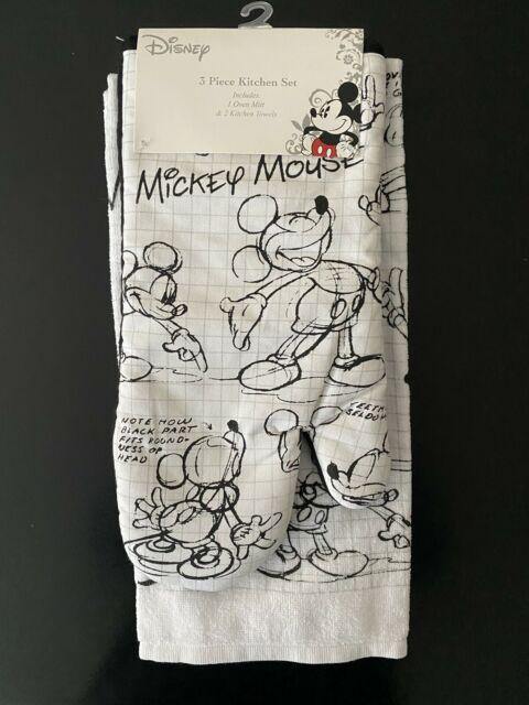 Mickey Sketchbook Set of 3- 1 oven mitt/ 2 Kitchen Towels