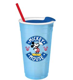 Mickey Vintage Plastic Tumbler W/Lid And Straw