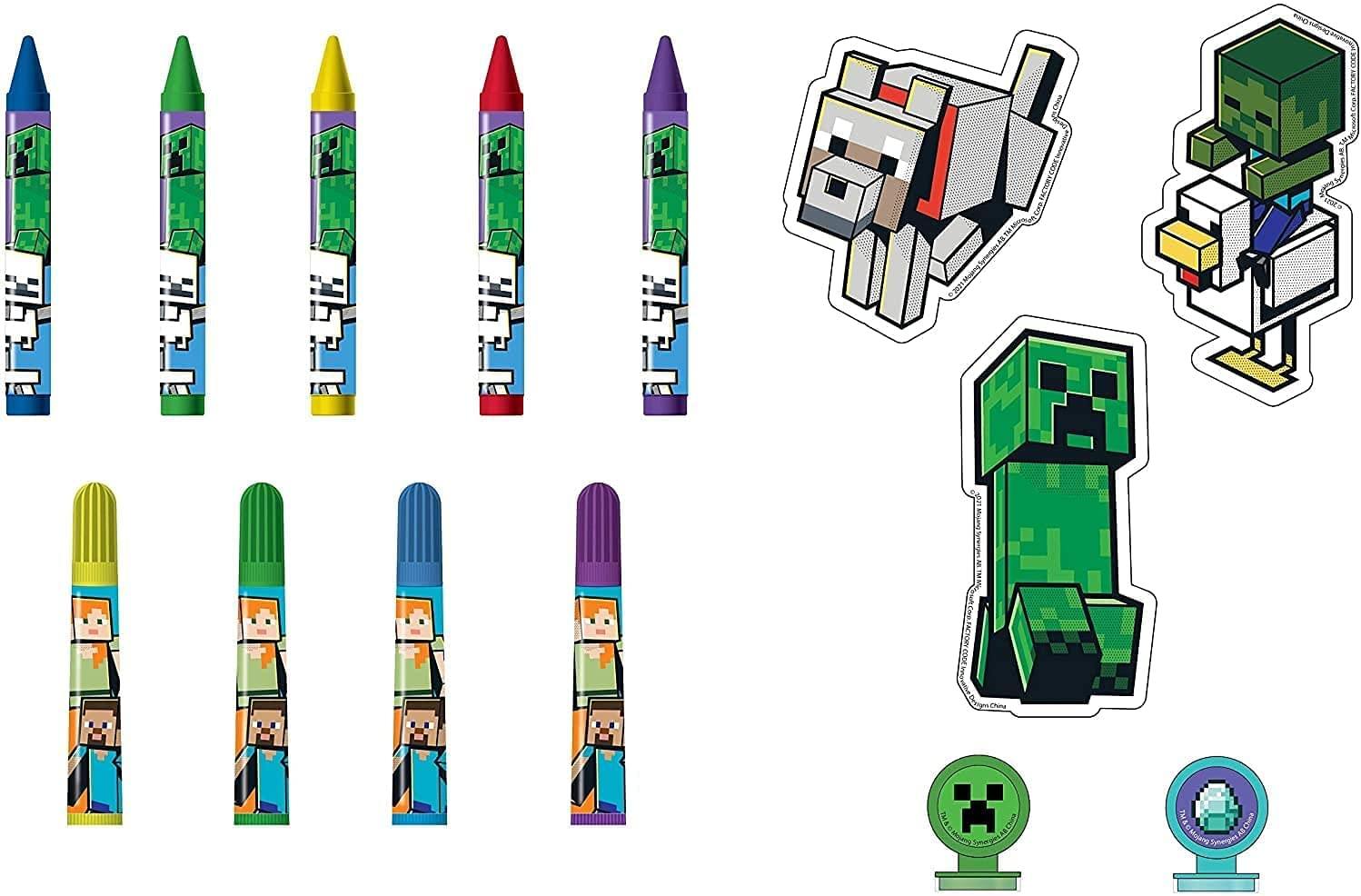 Minecraft Kids Coloring Art Set with Stickers and Stampers