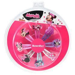 Minnie 8 Printed Glitter Snap Clips with Figure Blister Set