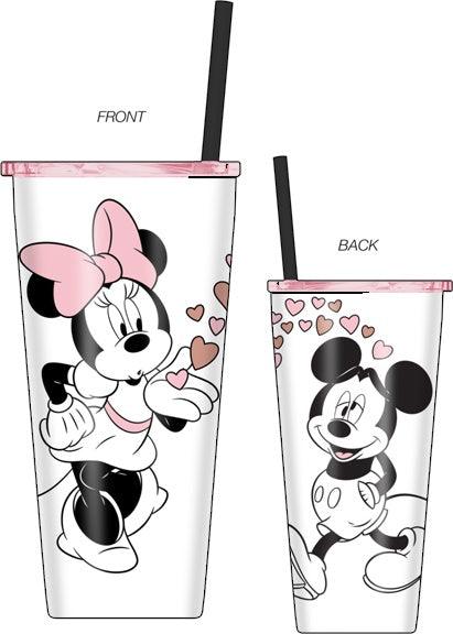 Minnie & Mickey Blowing Kiss Hearts Stainless Steel Tumbler
