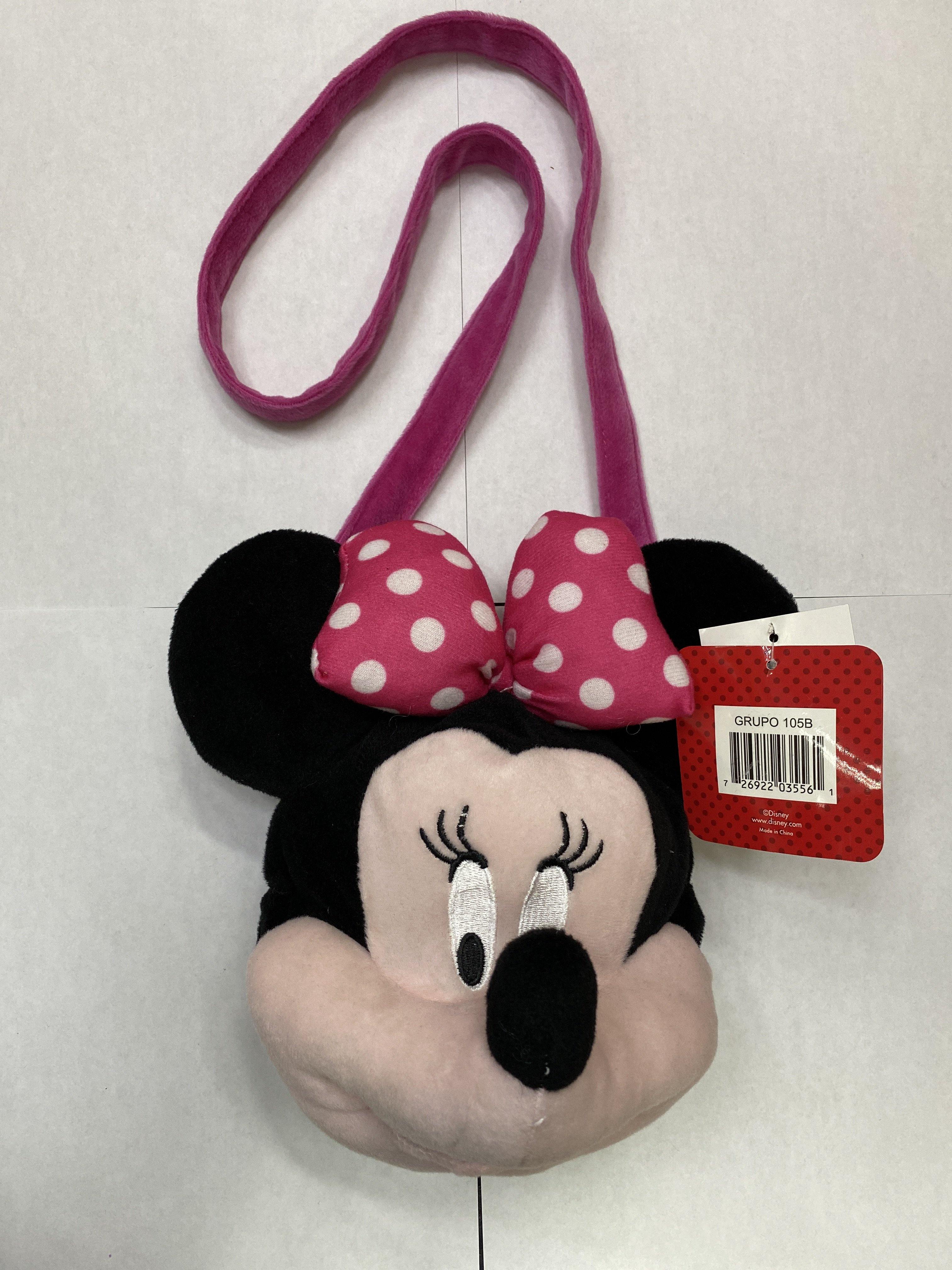 Minnie Long Strap Pink Plush Tote