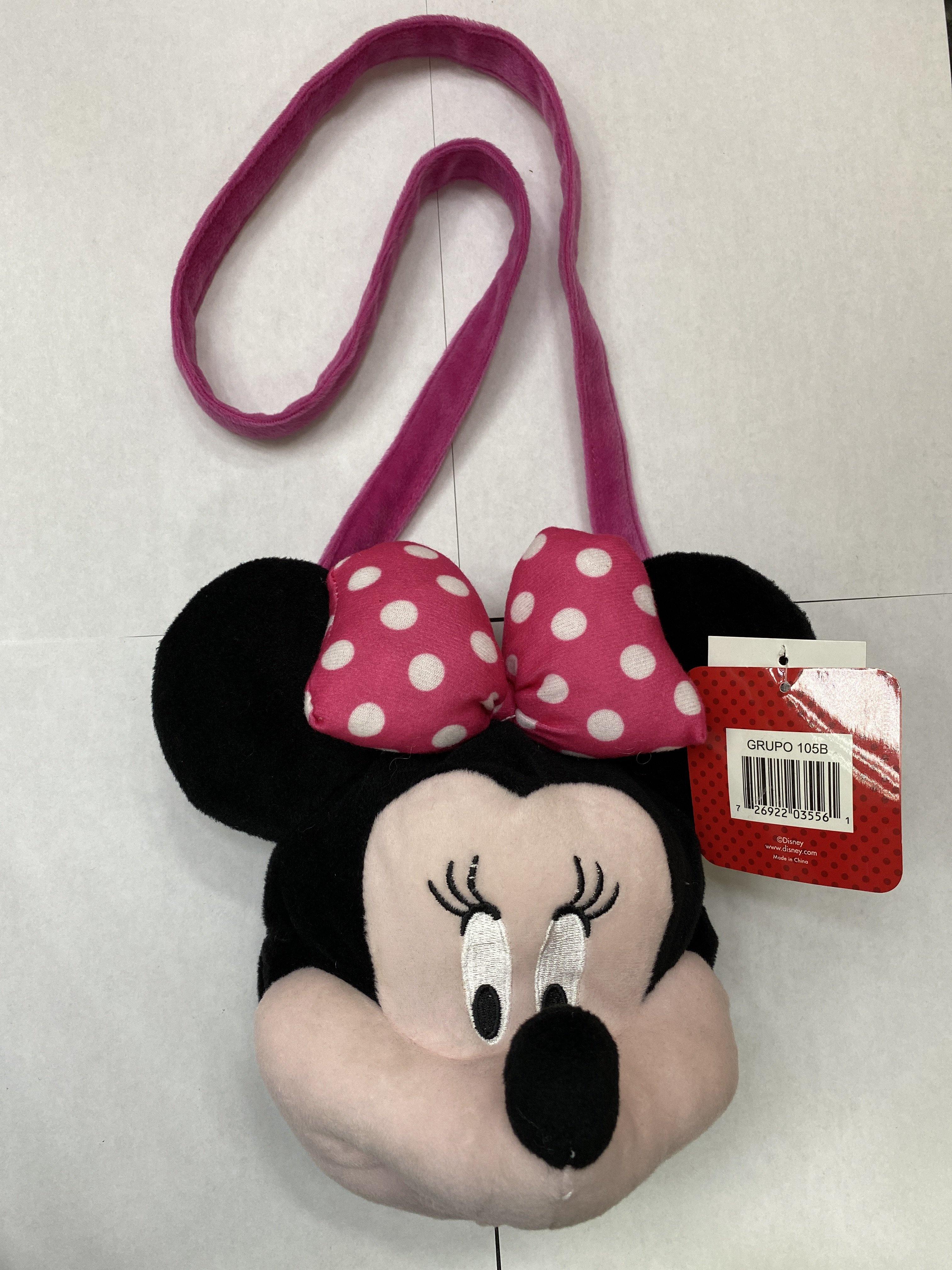 Minnie Long Strap Pink Plush Tote