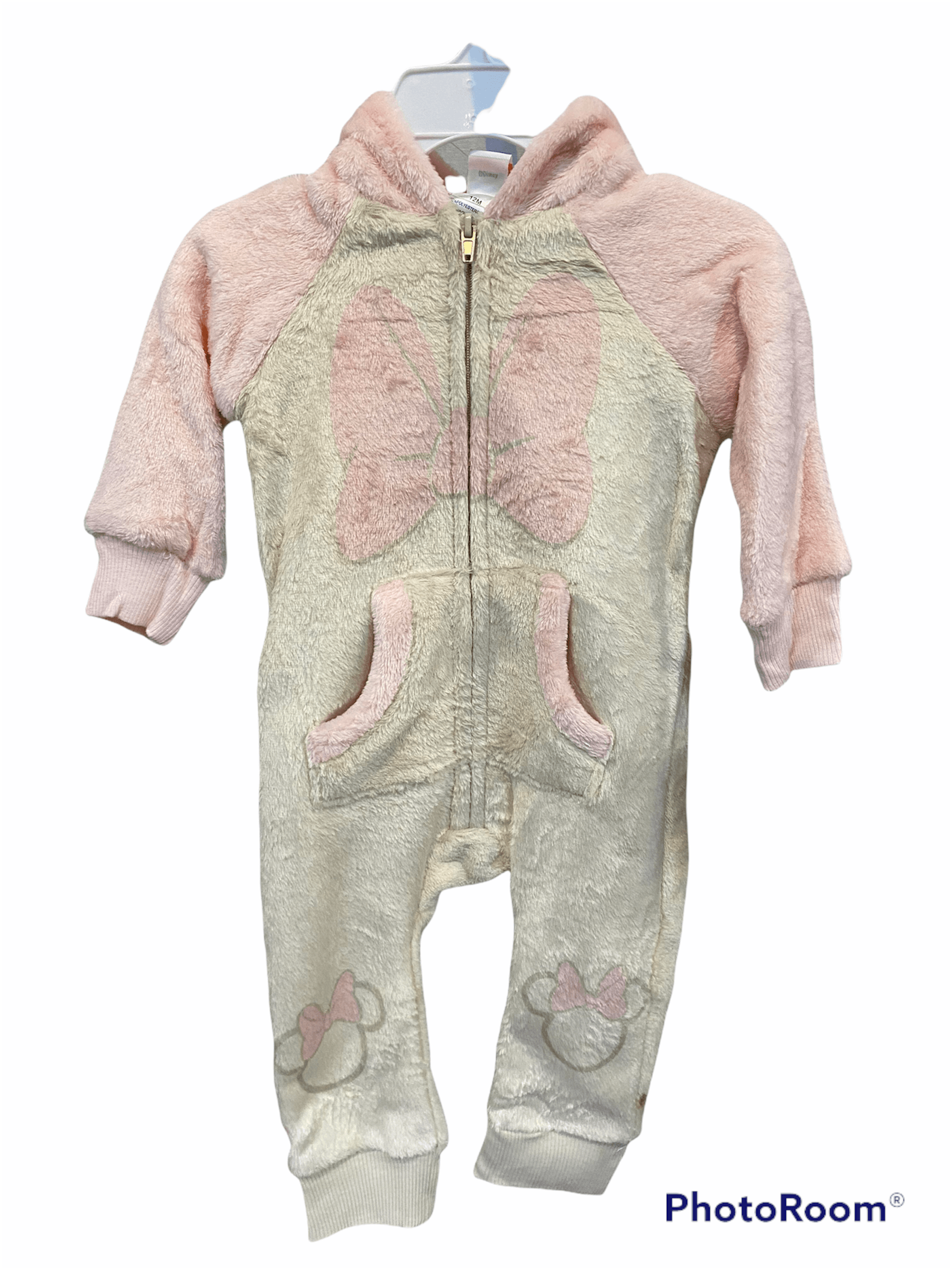 Minnie Mouse Girls Pink & White Infant Plush Romper