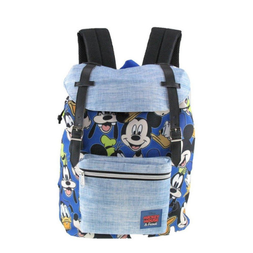 New Disney Mickey Mouse Pattern Preppy Vintage Style 16" School Backpack