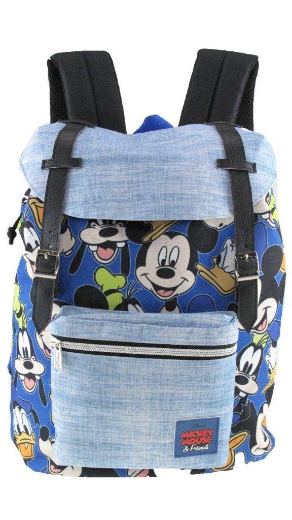 New Disney Mickey Mouse Pattern Preppy Vintage Style 16" School Backpack